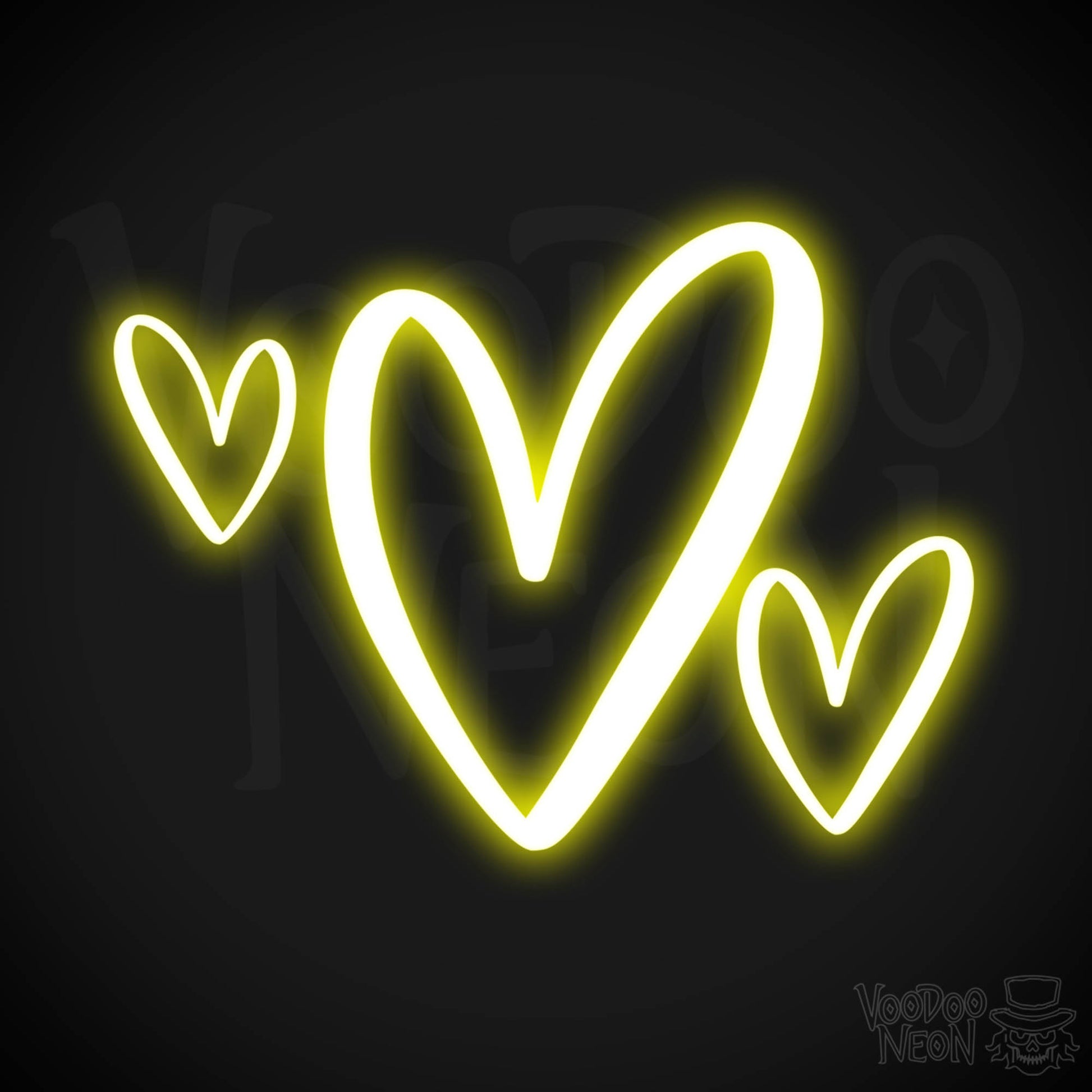 Neon Love Heart - Love Heart Neon Sign - LED Wall Art - Color Yellow