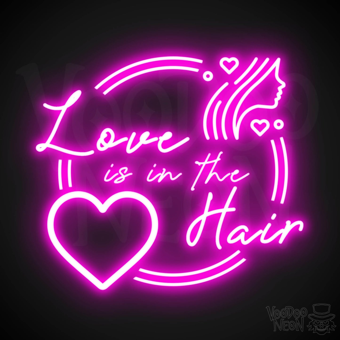 Love is in the Hair Neon Sign - Neon Love Is In The Hair Sign - Hair Salon Signs - Color Pink