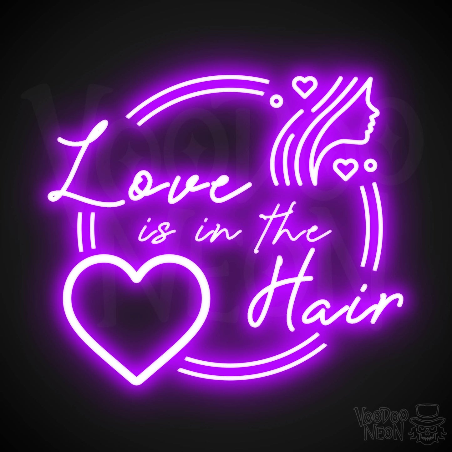 Love is in the Hair Neon Sign - Neon Love Is In The Hair Sign - Hair Salon Signs - Color Purple