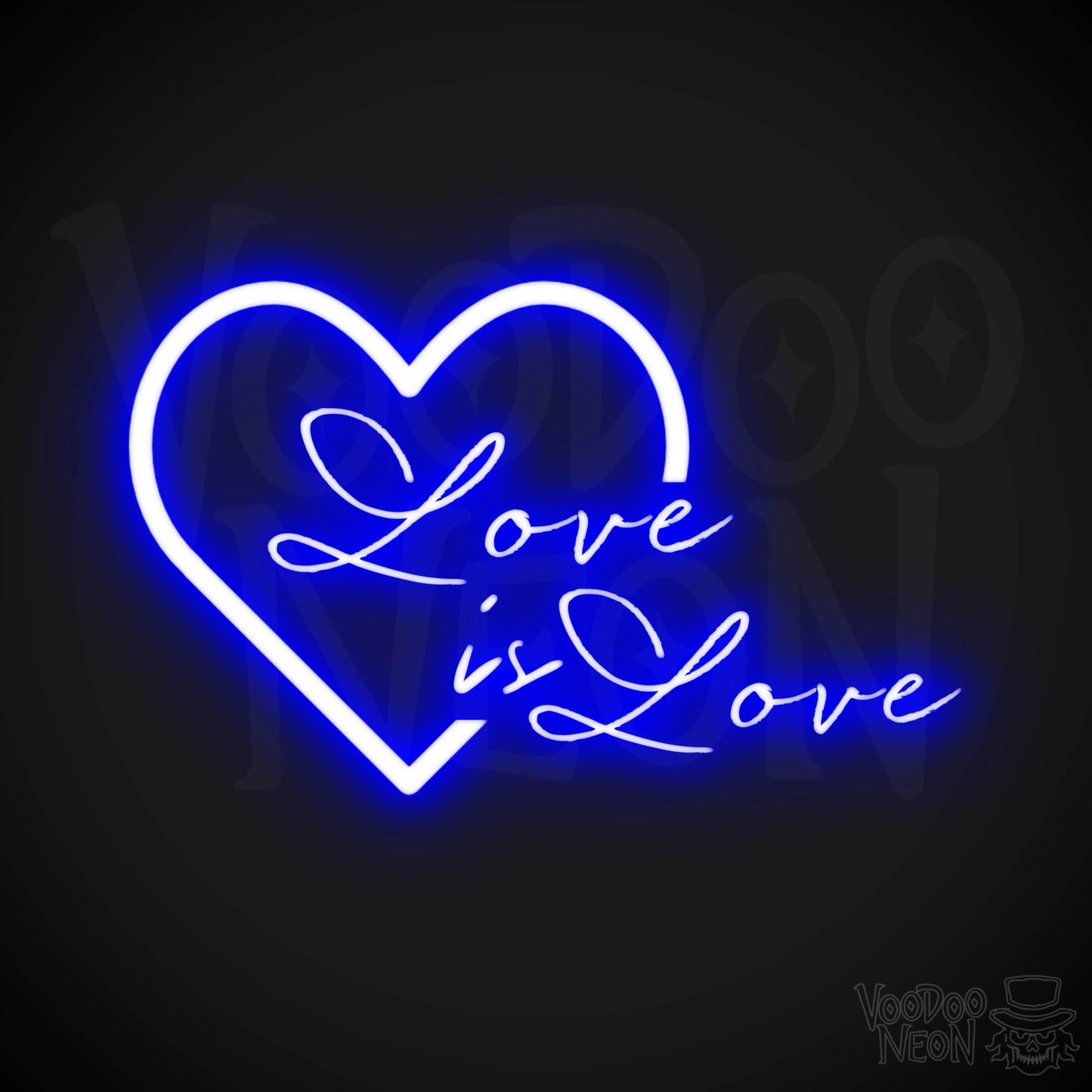 Love Is Love Neon Sign - Neon Love is Love Sign - LGBTQ Wall Art - Color Dark Blue