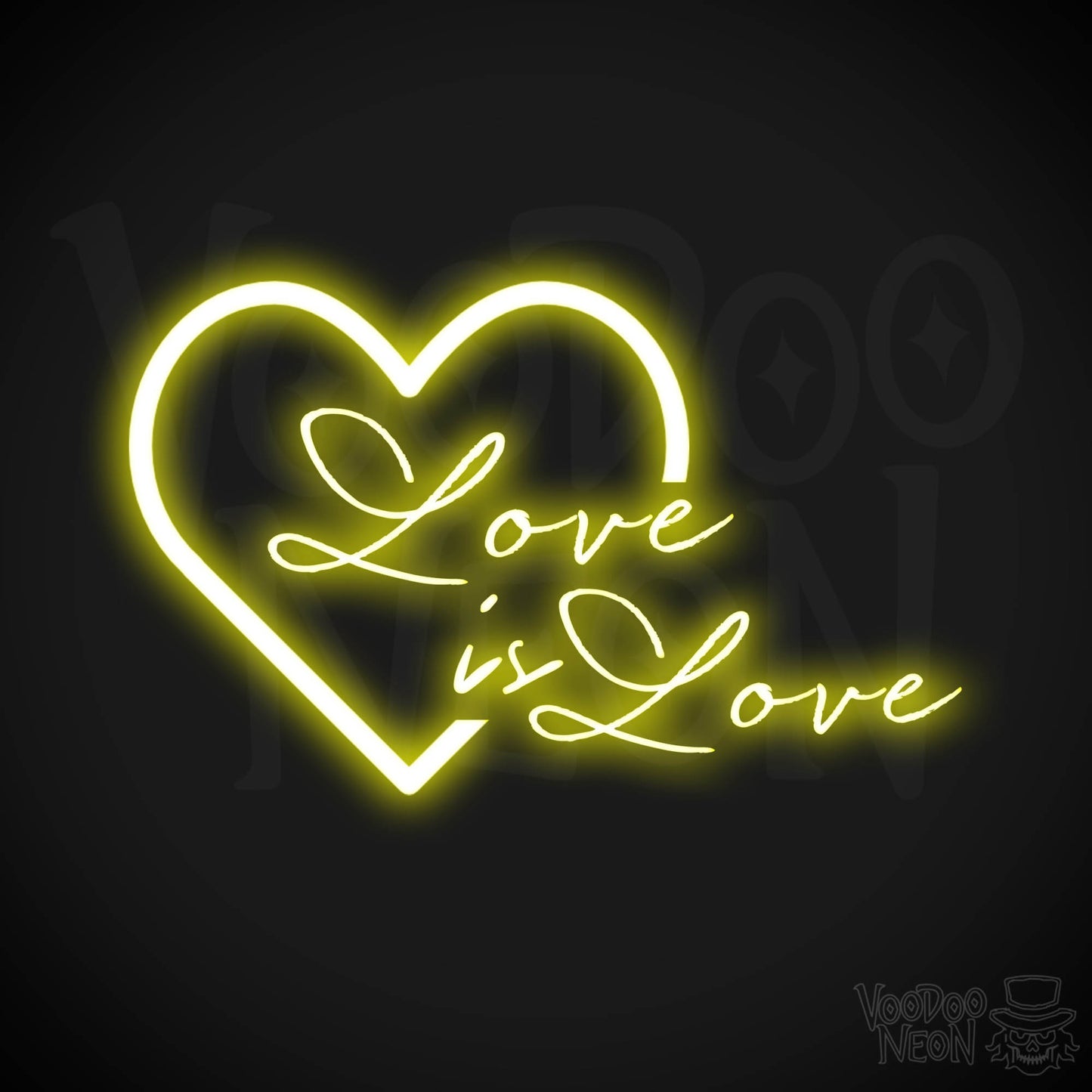 Love Is Love Neon Sign - Neon Love is Love Sign - LGBTQ Wall Art - Color Yellow