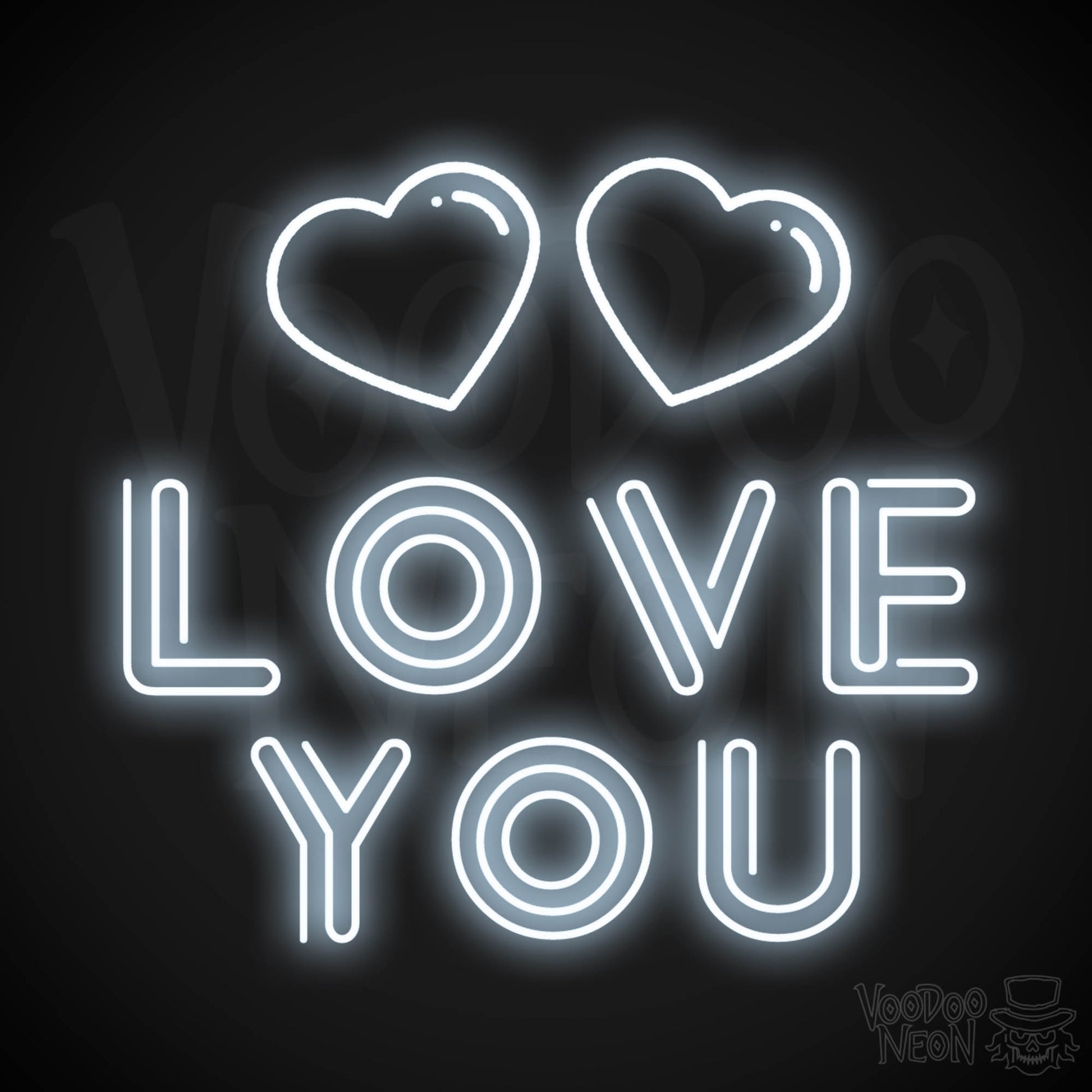 Neon Love You Sign - Love You LED Neon Wall Art - Color Cool White