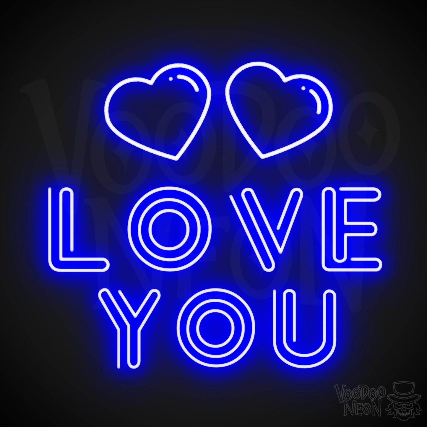 Neon Love You Sign - Love You LED Neon Wall Art - Color Dark Blue