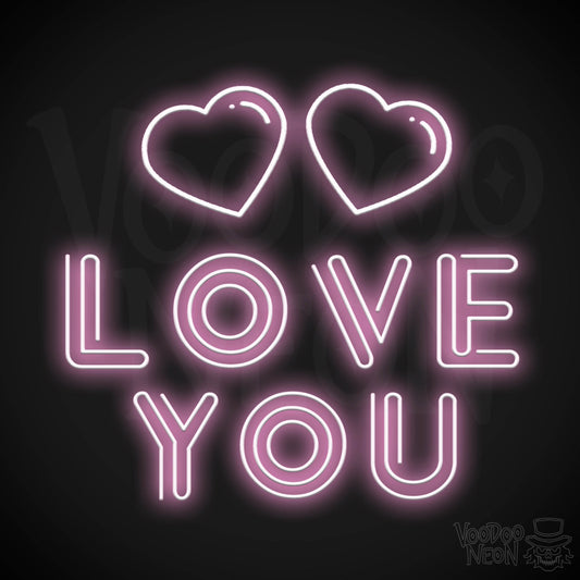 Neon Love You Sign - Love You LED Neon Wall Art - Color Light Pink