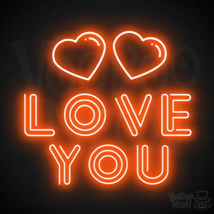 Neon Love You Sign - Love You LED Neon Wall Art - Color Orange