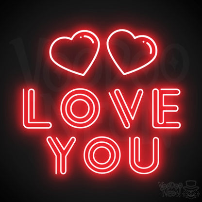 Neon Love You Sign - Love You LED Neon Wall Art - Color Red