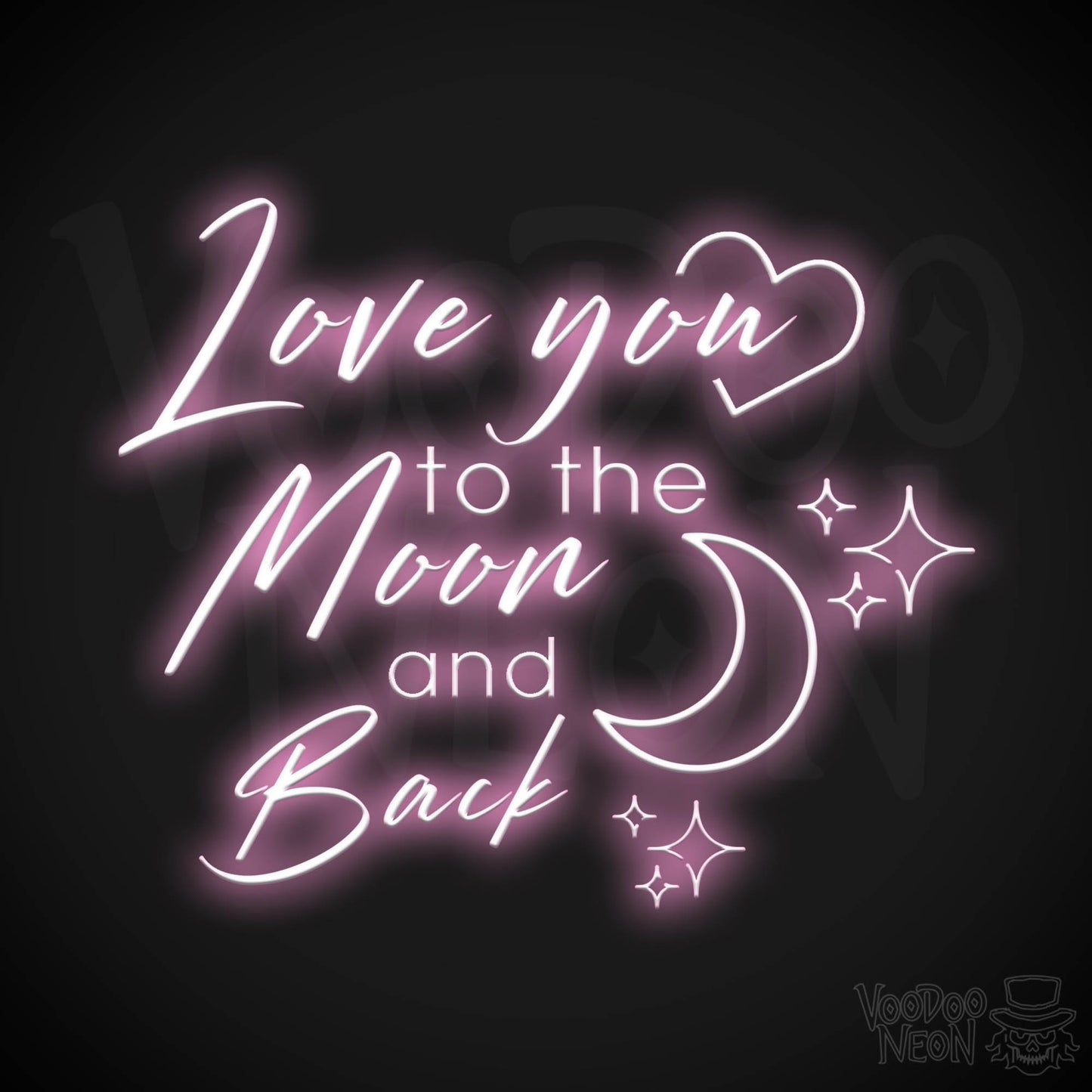 Love You To The Moon and Back Neon Sign - Neon Wall Art - Color Light Pink