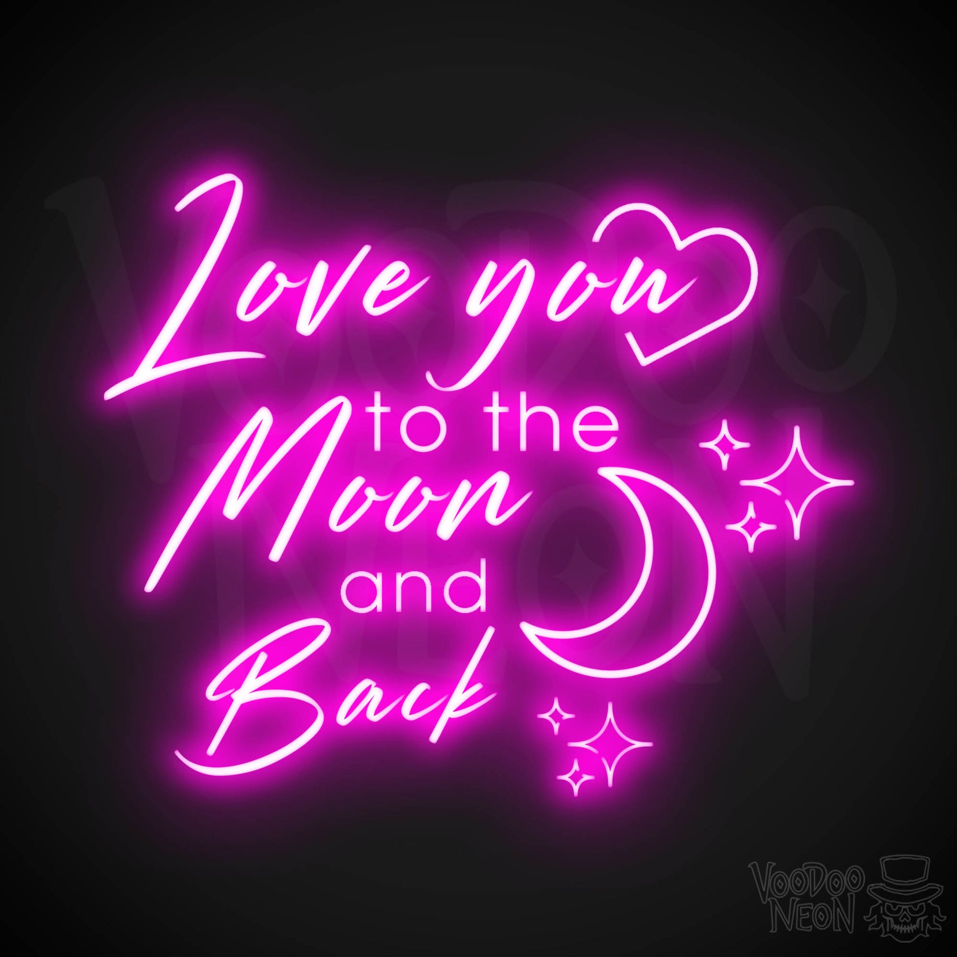 Love You To The Moon and Back Neon Sign - Neon Wall Art - Color Pink