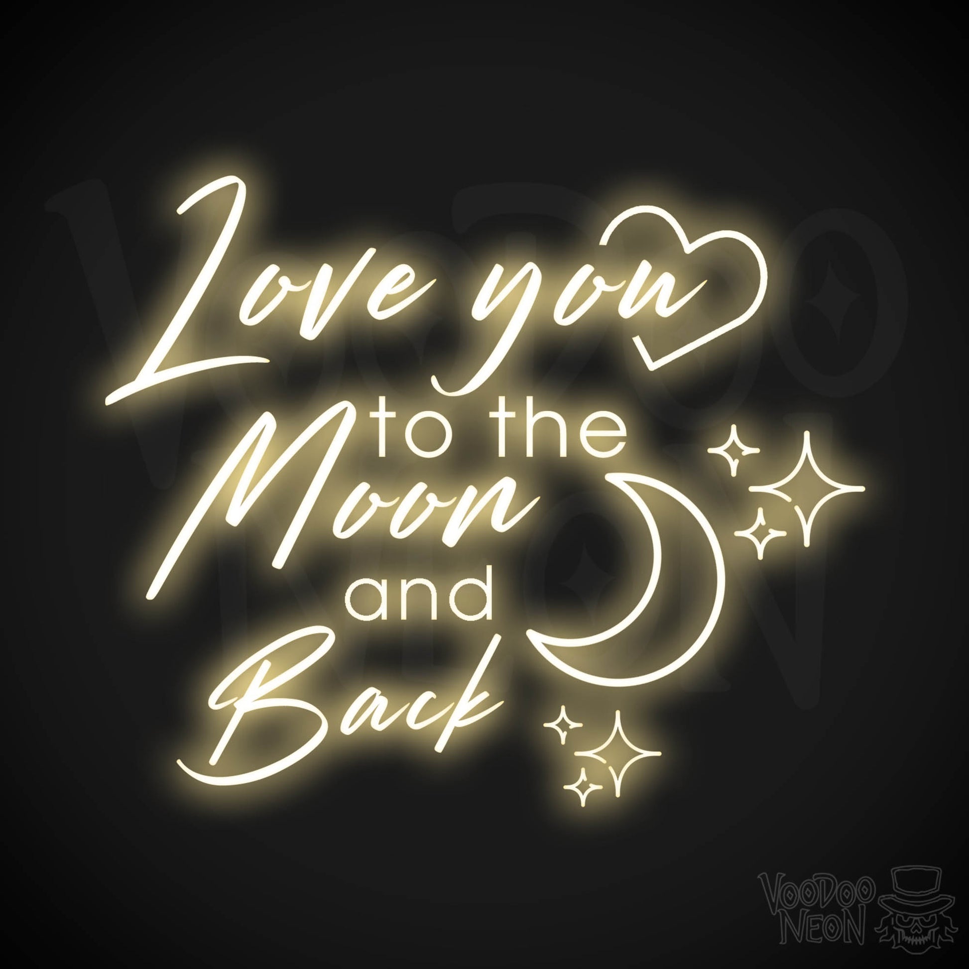 Love You To The Moon and Back Neon Sign - Neon Wall Art - Color Warm White