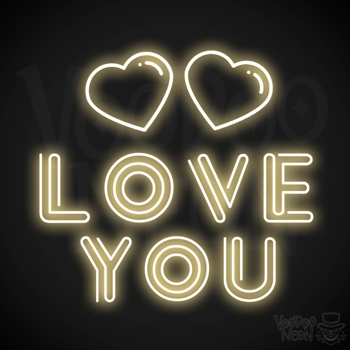 Neon Love You Sign - Love You LED Neon Wall Art - Color Warm White