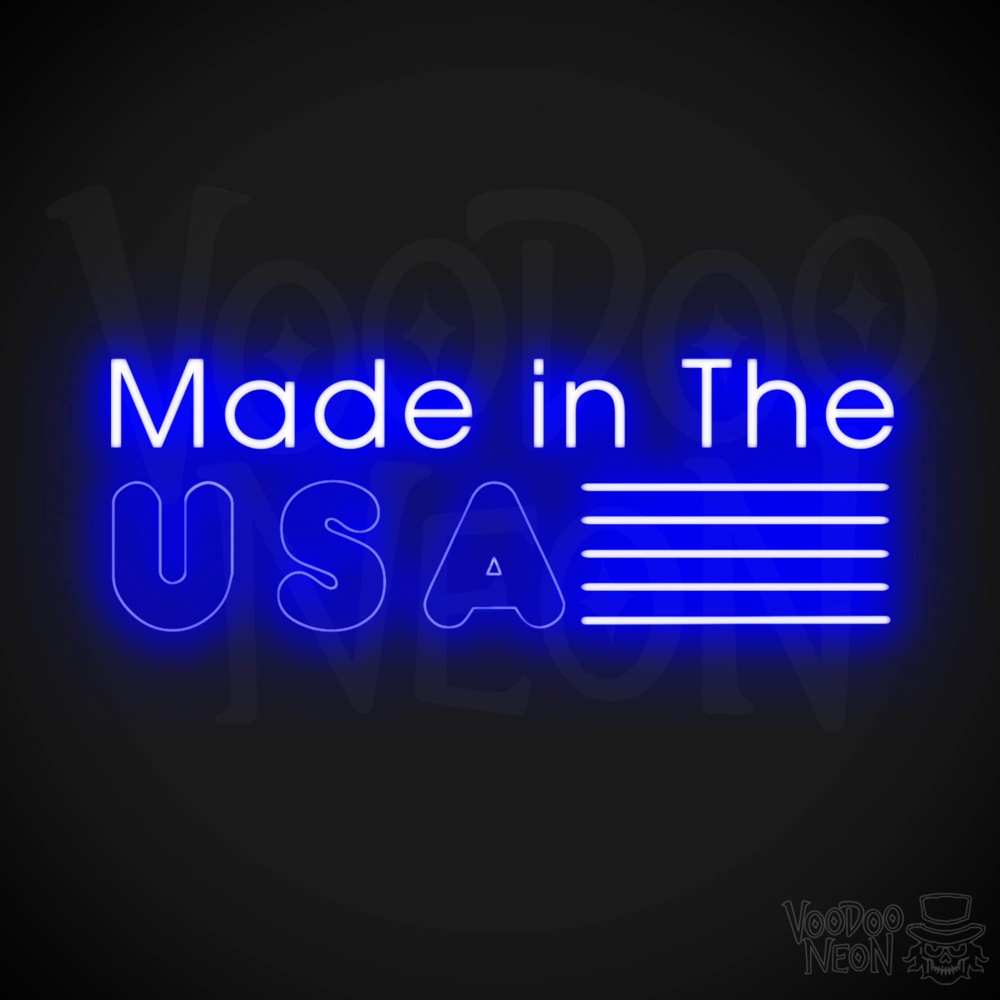 Made In The USA Neon Sign - LED Neon Wall Art - Color Dark Blue