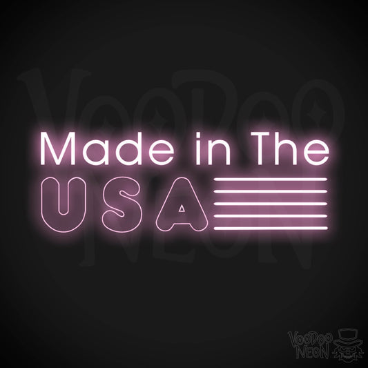 Made In The USA Neon Sign - LED Neon Wall Art - Color Light Pink