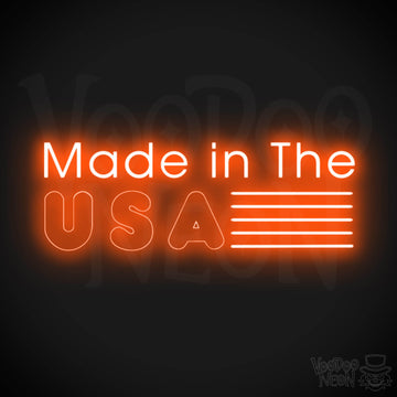 Made In The USA Neon Sign - LED Neon Wall Art - Color Orange