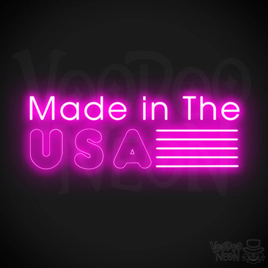 Made In The USA Neon Sign - LED Neon Wall Art - Color Pink
