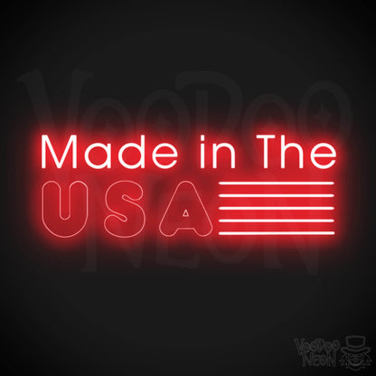 Made In The USA Neon Sign - LED Neon Wall Art - Color Red
