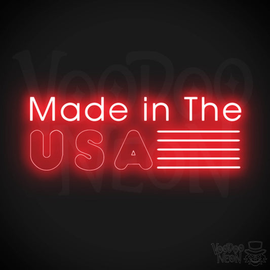 Made In The USA Neon Sign - LED Neon Wall Art - Color Red