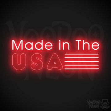 Made In The USA Neon Sign - LED Neon Wall Art - Color Red