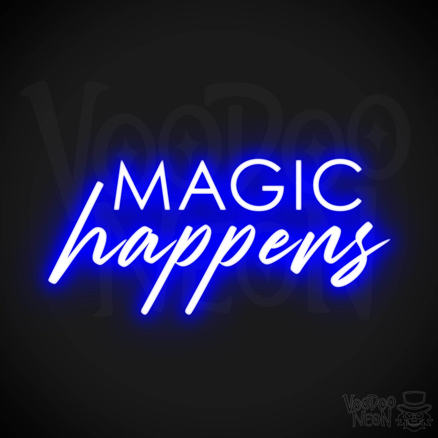 Magic Happens Neon Sign - Neon Magic Happens Sign - Neon Wall Art - Color Dark Blue