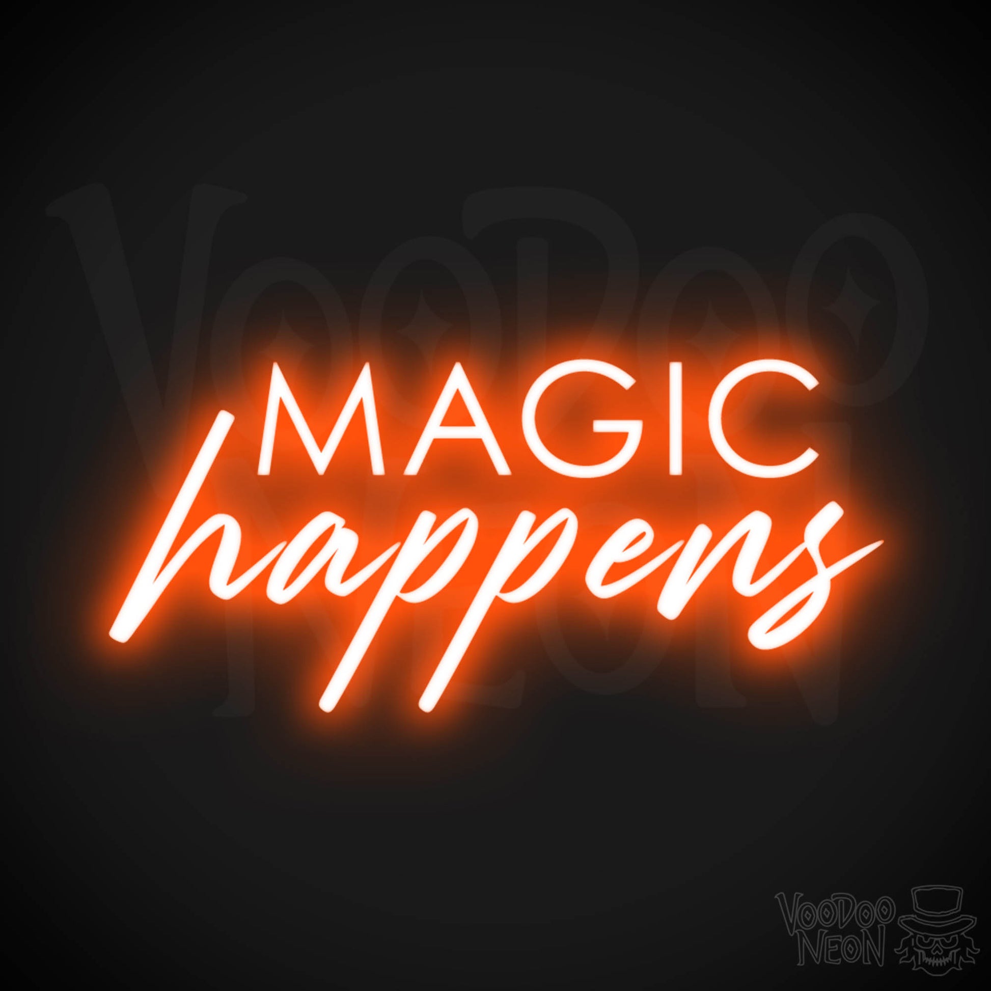 Magic Happens Neon Sign - Neon Magic Happens Sign - Neon Wall Art - Color Orange