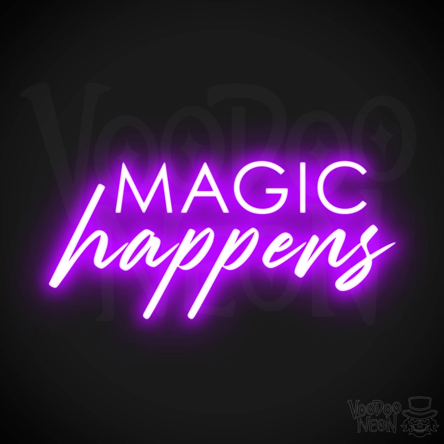 Magic Happens Neon Sign - Neon Magic Happens Sign - Neon Wall Art - Color Purple