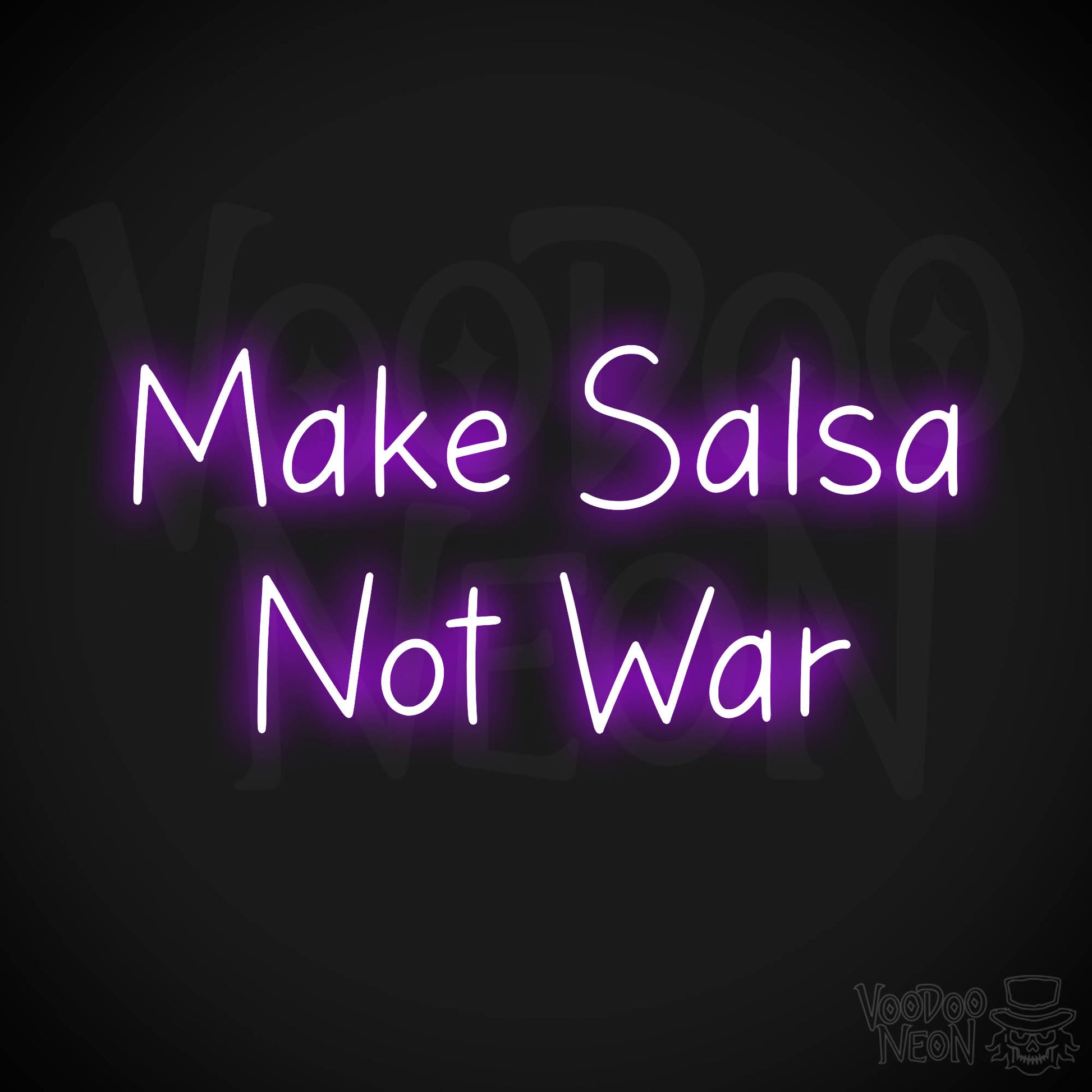 Make Salsa Not War Neon Sign - Purple