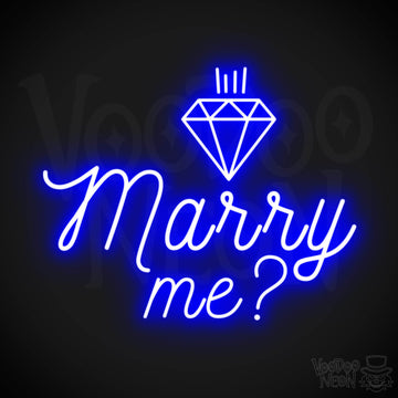 Marry Me Neon Sign - Neon Marry Me Sign - Marry Me Neon Wall Art - Color Dark Blue
