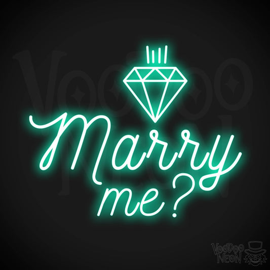 Marry Me Neon Sign - Neon Marry Me Sign - Marry Me Neon Wall Art - Color Light Green