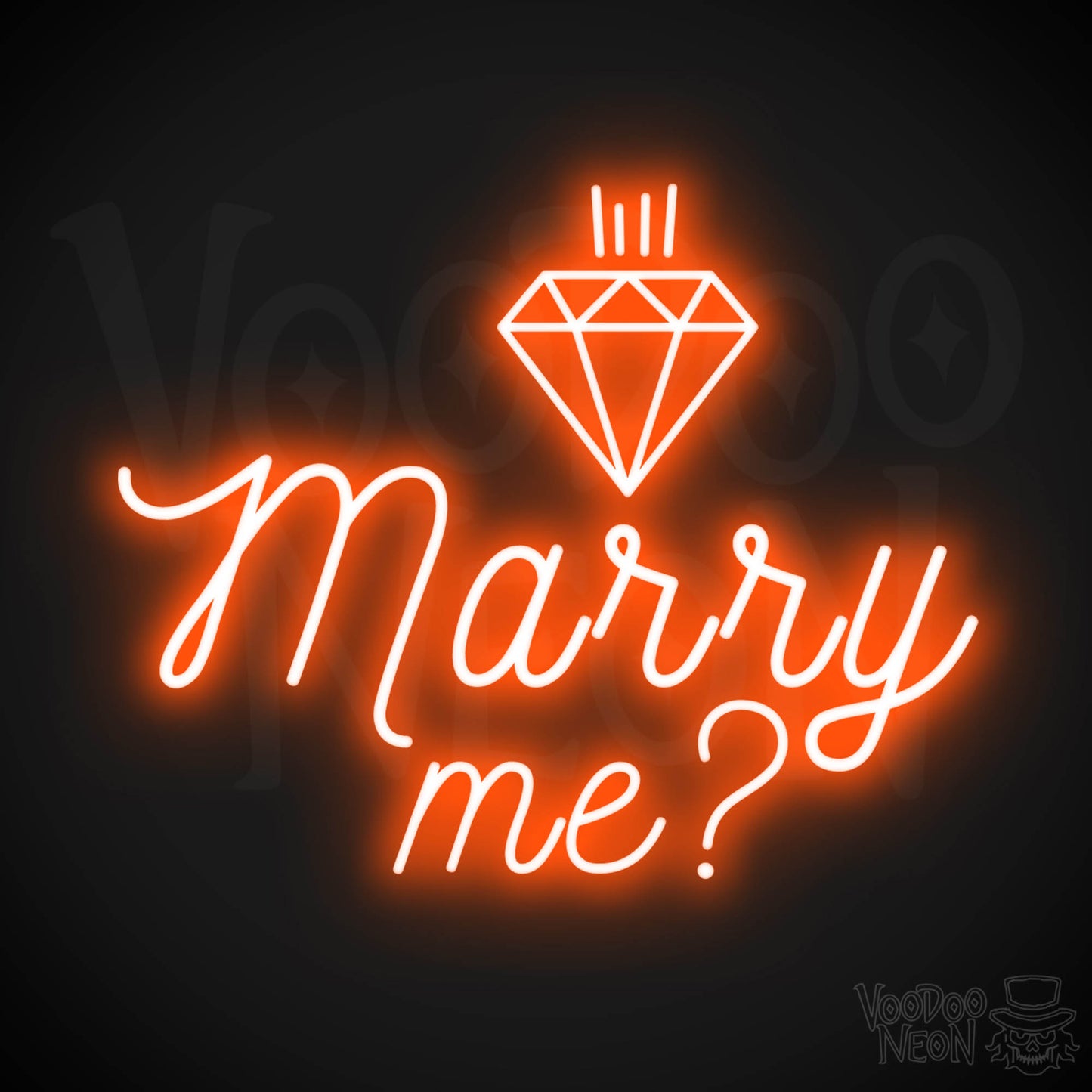 Marry Me Neon Sign - Neon Marry Me Sign - Marry Me Neon Wall Art - Color Orange