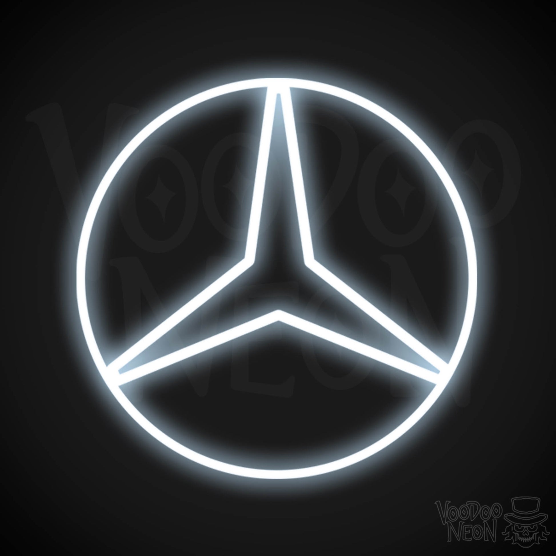Mercedes Neon Sign - Neon Mercedes Sign - Mercedes Logo Wall Art - Color Cool White