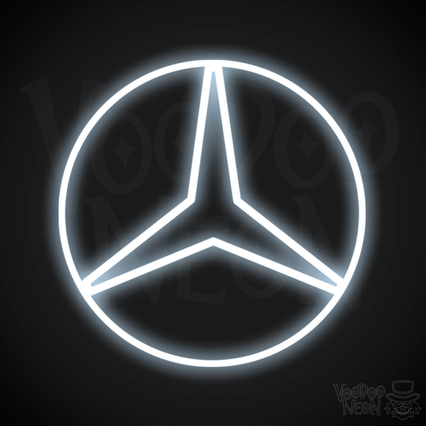 Mercedes Neon Sign - Neon Mercedes Sign - Mercedes Logo Wall Art - Color Cool White