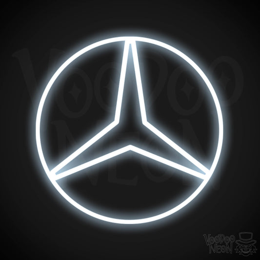 Mercedes Neon Sign - Neon Mercedes Sign - Mercedes Logo Wall Art - Color Cool White