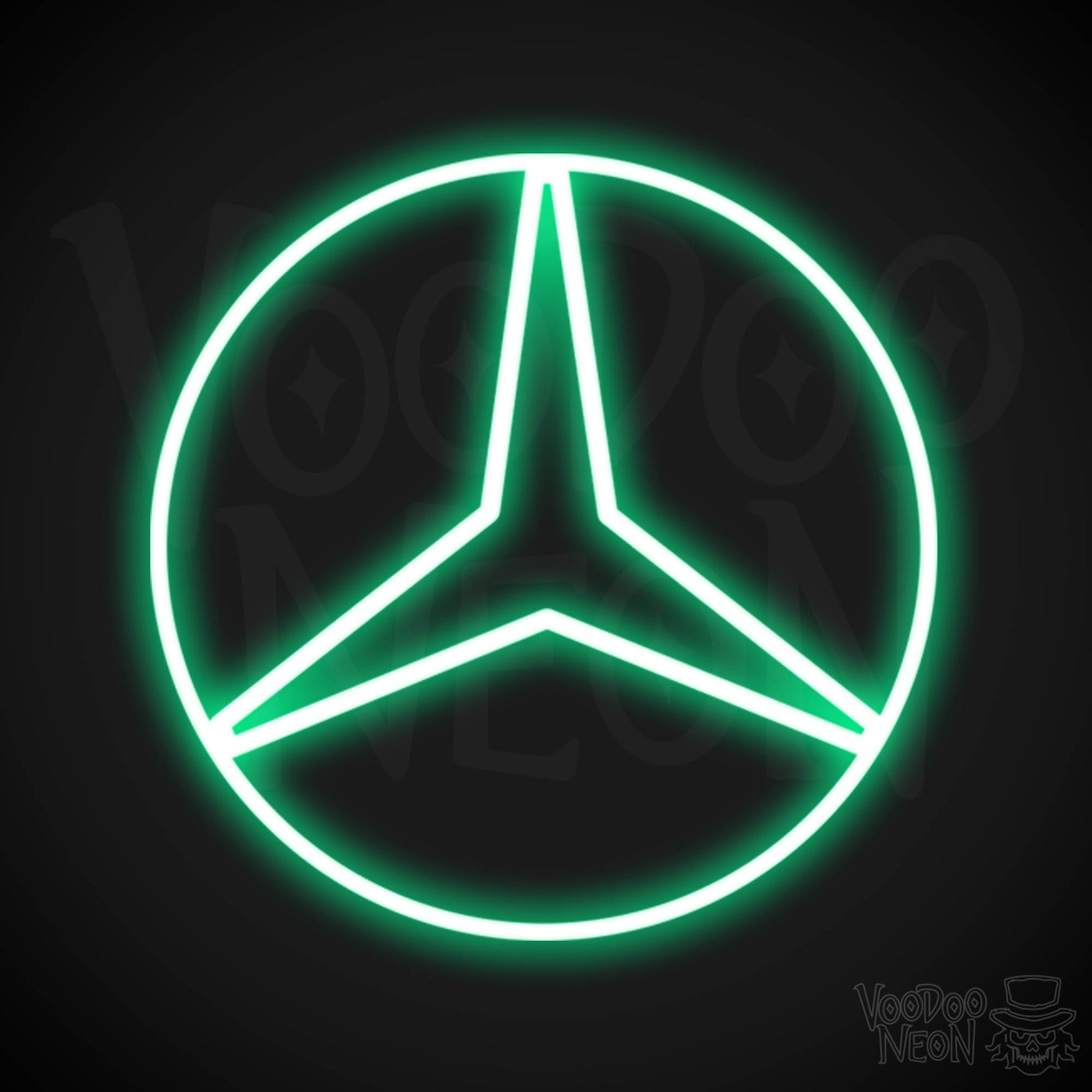 Mercedes Neon Sign - Neon Mercedes Sign - Mercedes Logo Wall Art - Color Green