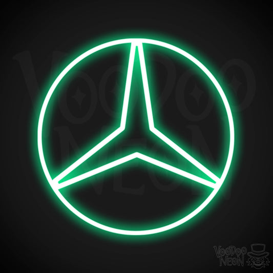 Mercedes Neon Sign - Neon Mercedes Sign - Mercedes Logo Wall Art - Color Green