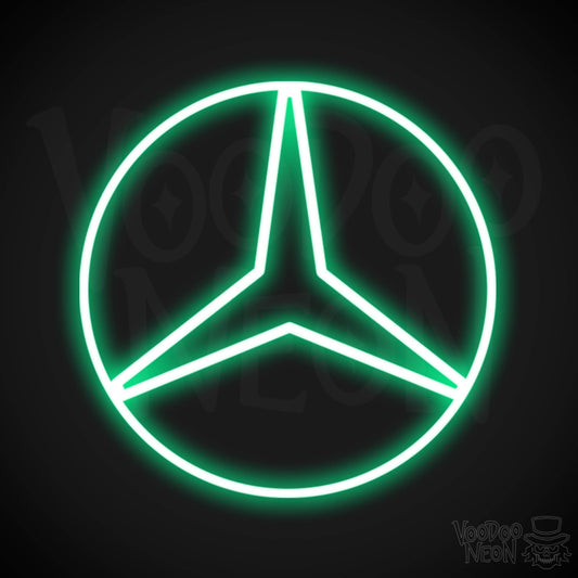 Mercedes Neon Sign - Neon Mercedes Sign - Mercedes Logo Wall Art - Color Green