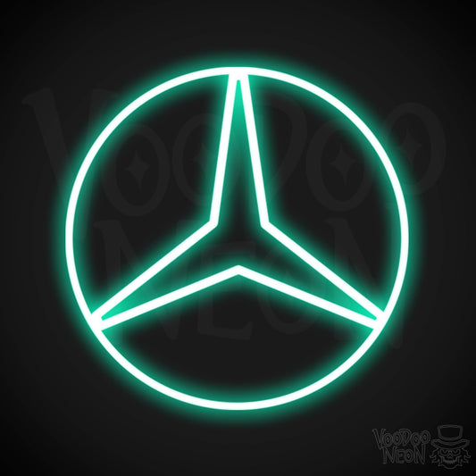 Mercedes Neon Sign - Neon Mercedes Sign - Mercedes Logo Wall Art - Color Light Green