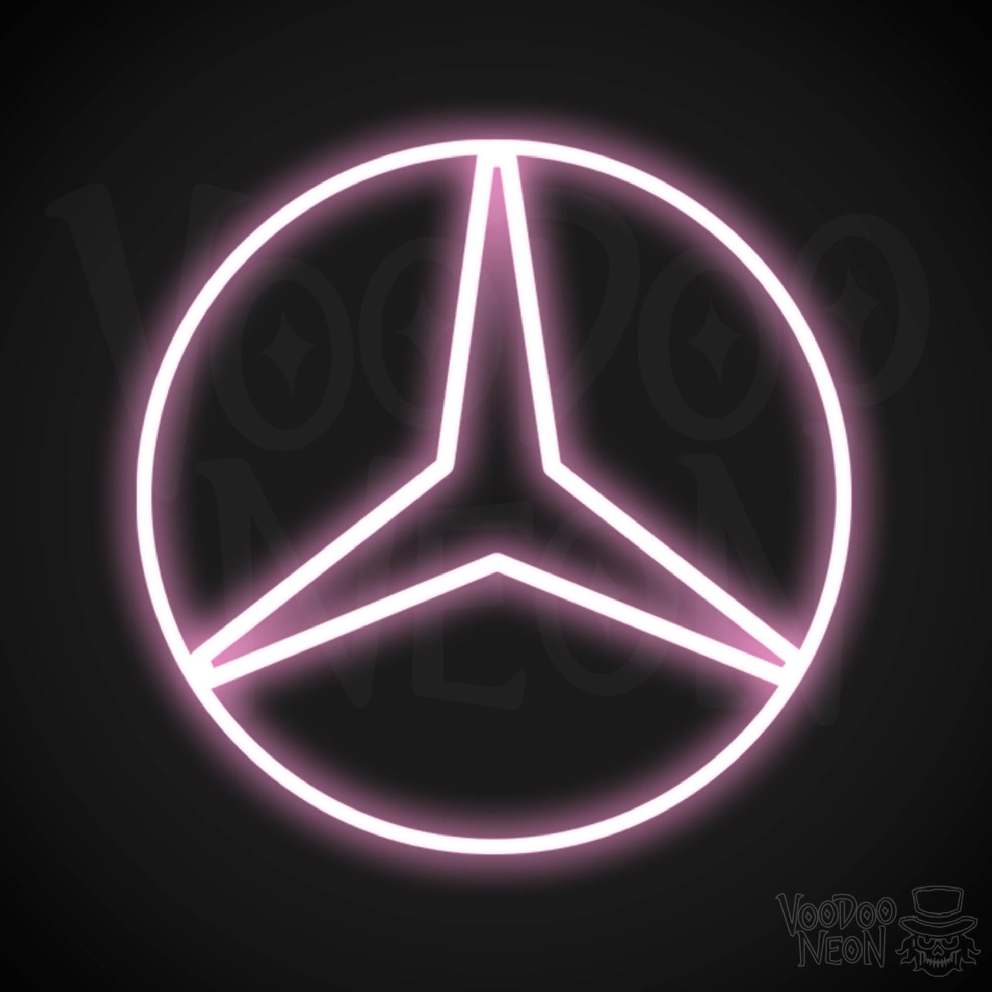 Mercedes Neon Sign - Neon Mercedes Sign - Mercedes Logo Wall Art - Color Light Pink