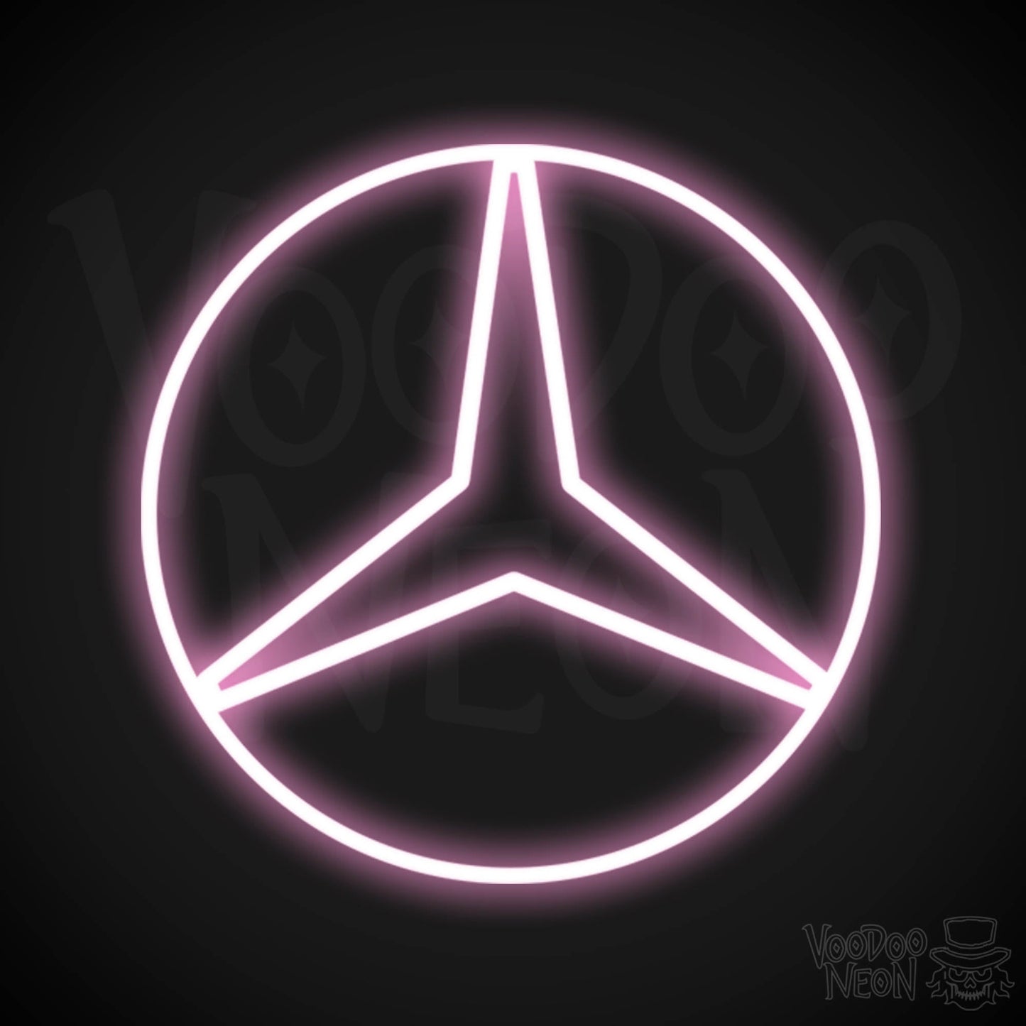 Mercedes Neon Sign - Neon Mercedes Sign - Mercedes Logo Wall Art - Color Light Pink