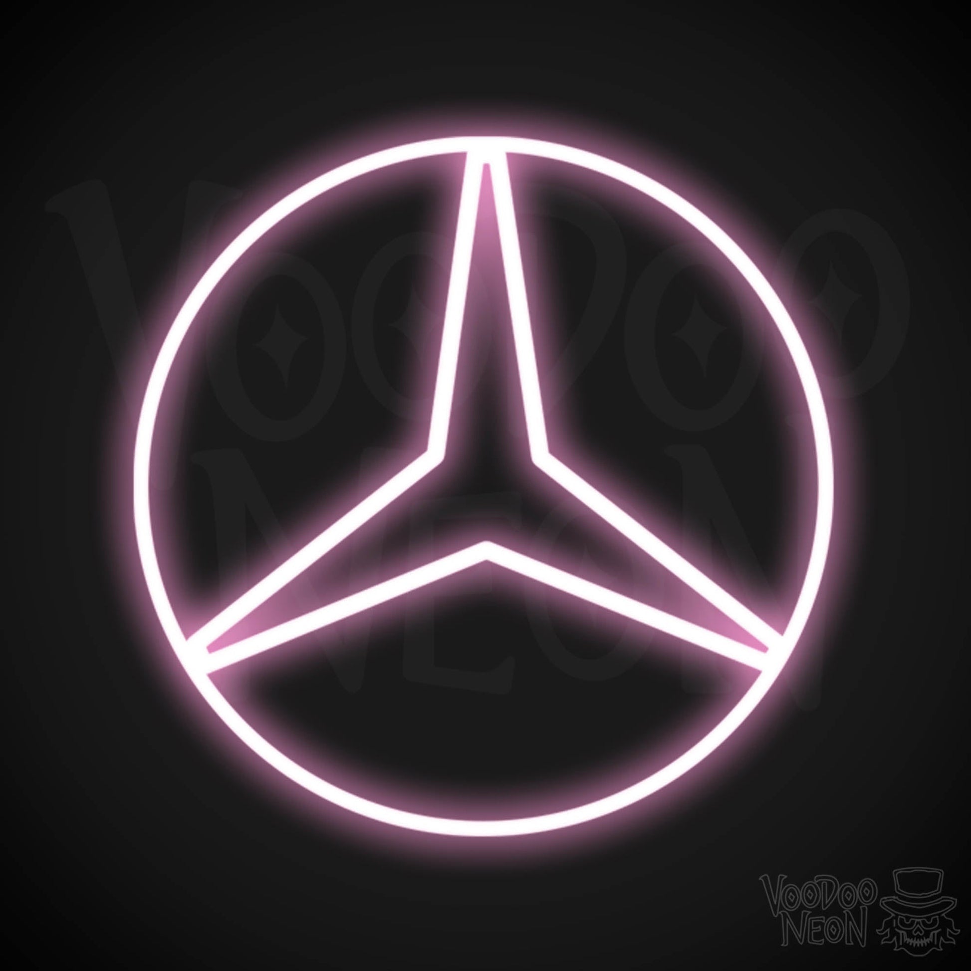 Mercedes Neon Sign - Neon Mercedes Sign - Mercedes Logo Wall Art - Color Light Pink