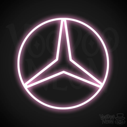 Mercedes Neon Sign - Neon Mercedes Sign - Mercedes Logo Wall Art - Color Light Pink