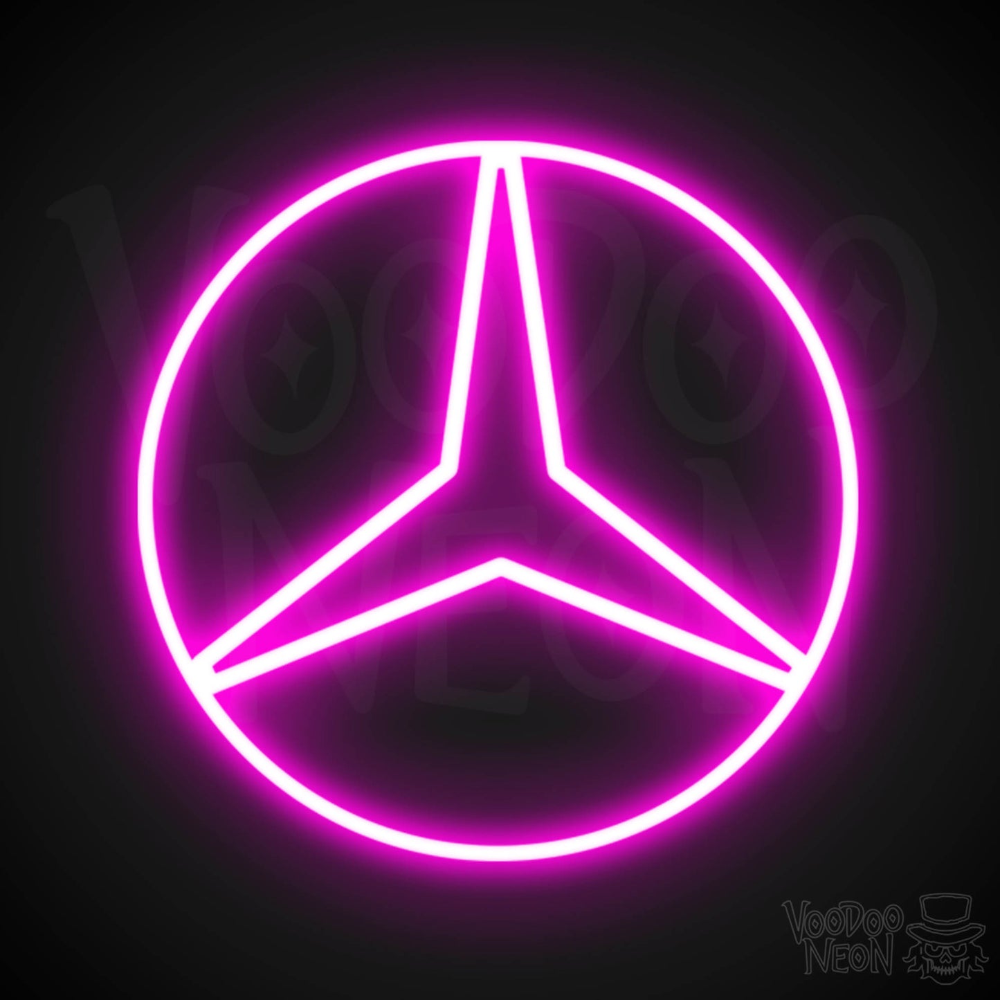 Mercedes Neon Sign - Neon Mercedes Sign - Mercedes Logo Wall Art - Color Pink