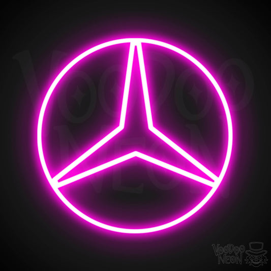 Mercedes Neon Sign - Neon Mercedes Sign - Mercedes Logo Wall Art - Color Pink