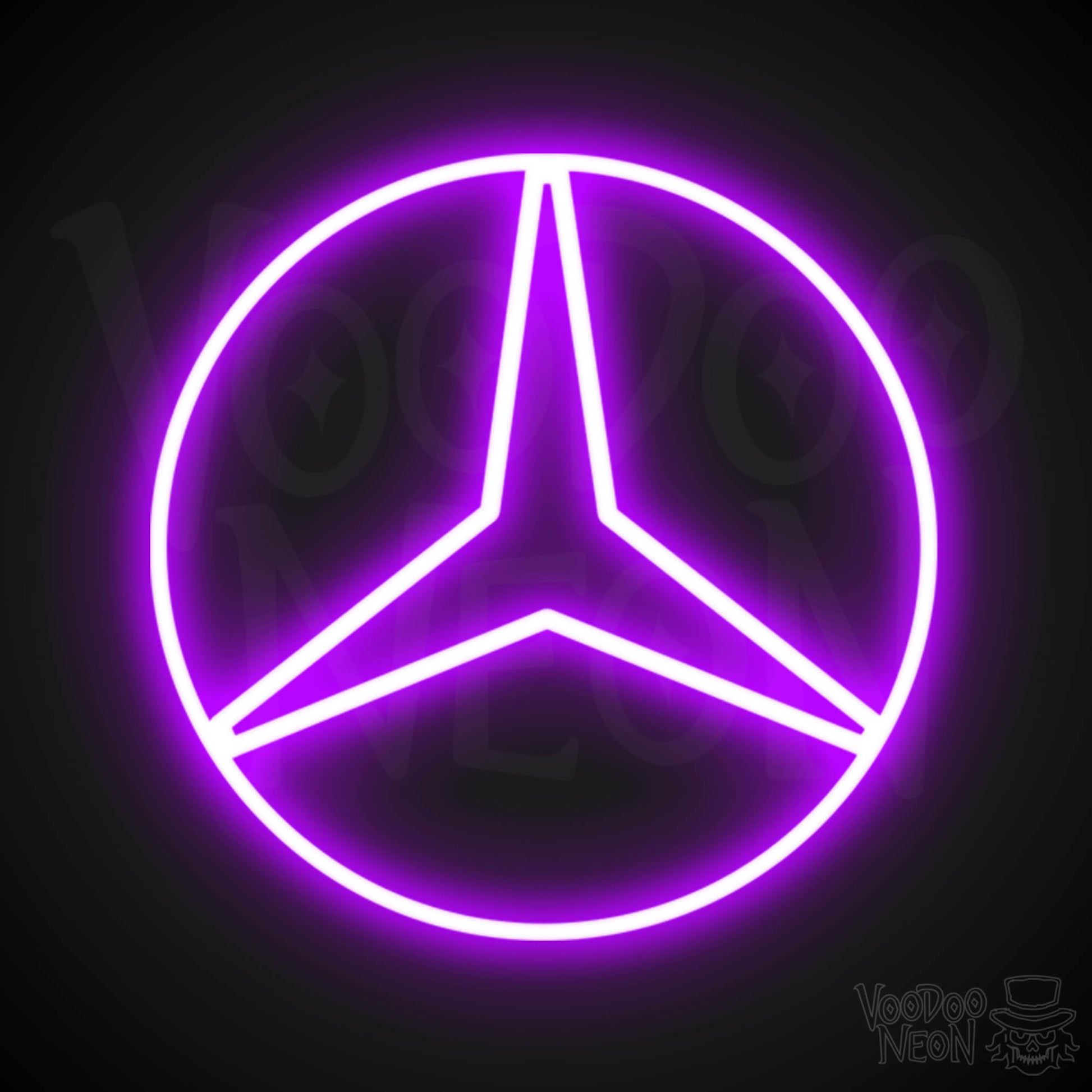 Mercedes Neon Sign - Neon Mercedes Sign - Mercedes Logo Wall Art - Color Purple
