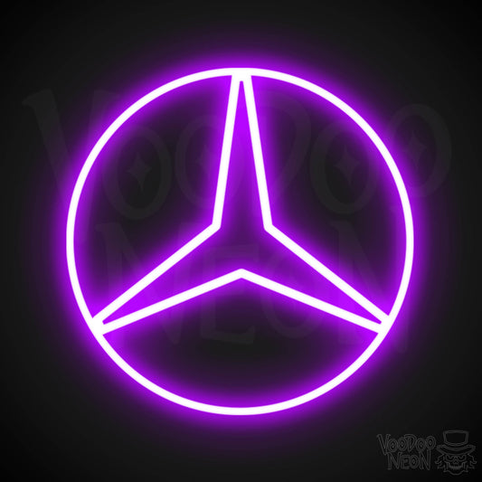 Mercedes Neon Sign - Neon Mercedes Sign - Mercedes Logo Wall Art - Color Purple
