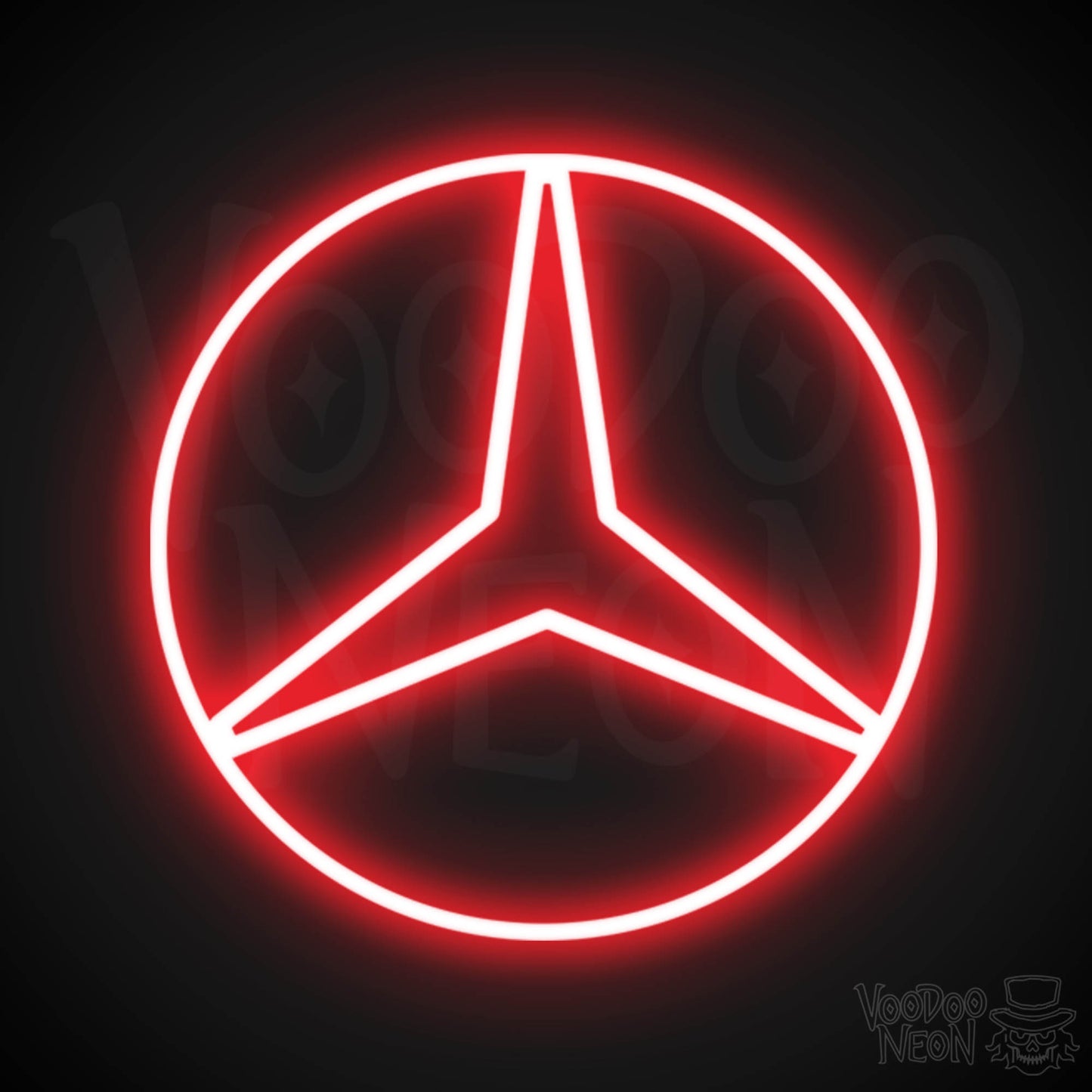 Mercedes Neon Sign - Neon Mercedes Sign - Mercedes Logo Wall Art - Color Red