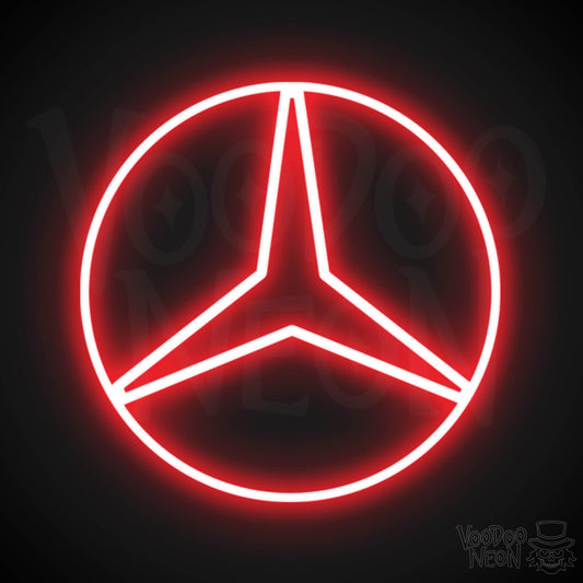 Mercedes Neon Sign - Neon Mercedes Sign - Mercedes Logo Wall Art - Color Red