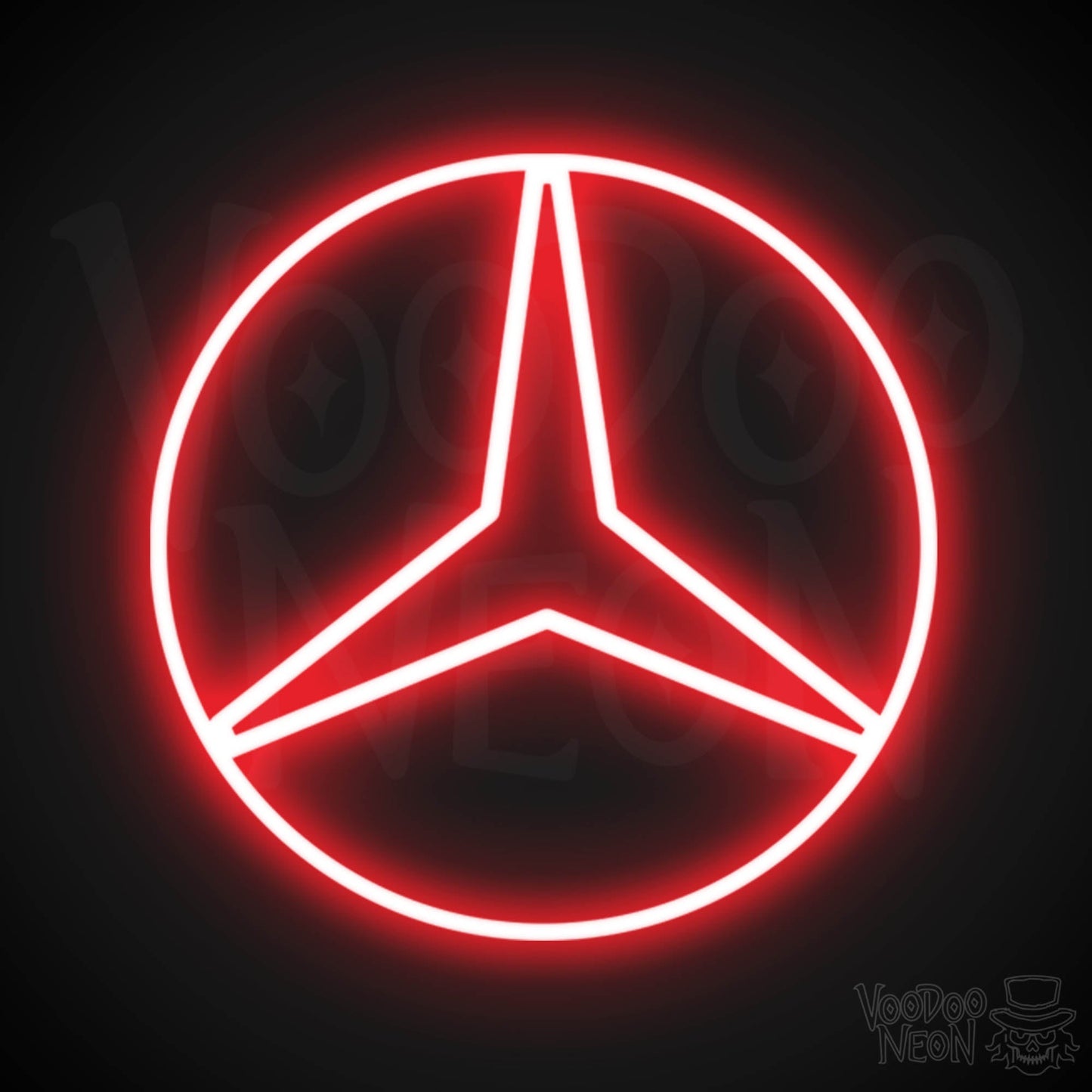 Mercedes Neon Sign - Neon Mercedes Sign - Mercedes Logo Wall Art - Color Red