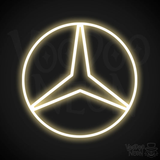 Mercedes Neon Sign - Neon Mercedes Sign - Mercedes Logo Wall Art - Color Warm White