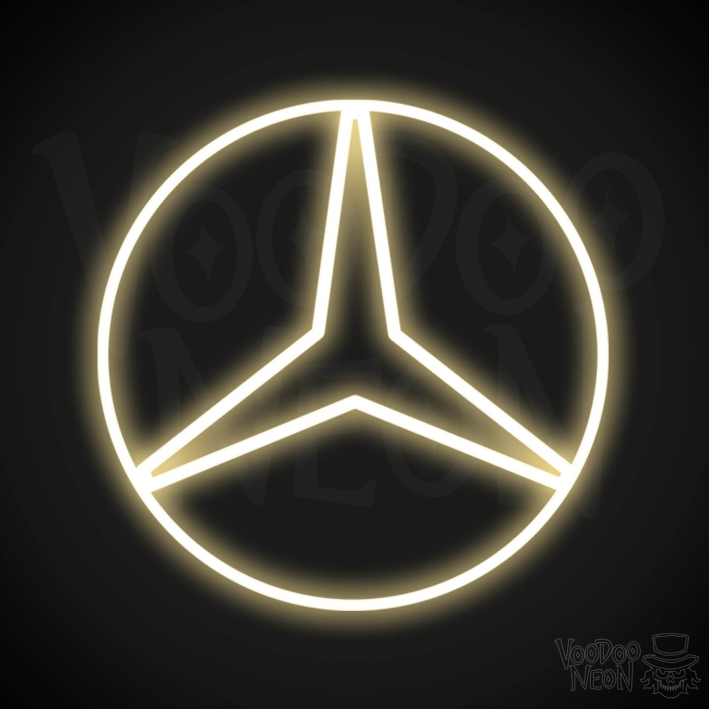 Mercedes Neon Sign - Neon Mercedes Sign - Mercedes Logo Wall Art - Color Warm White