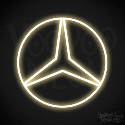 Mercedes Neon Sign - Neon Mercedes Sign - Mercedes Logo Wall Art - Color Warm White