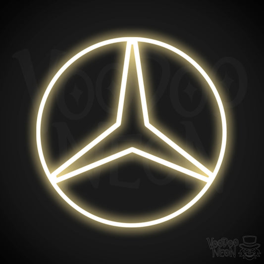 Mercedes Neon Sign - Neon Mercedes Sign - Mercedes Logo Wall Art - Color Warm White